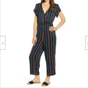 Madewell Jumpsuit Womens 6 Striped Short Sleeve Wrap‎ V Neck NEW K7121